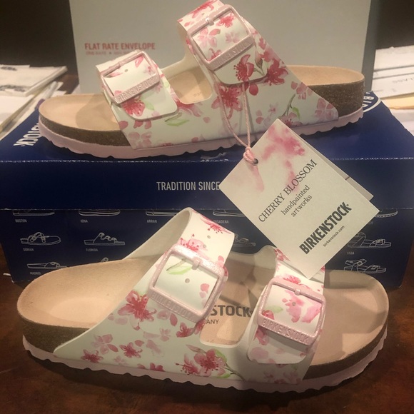 birkenstock arizona blossom white